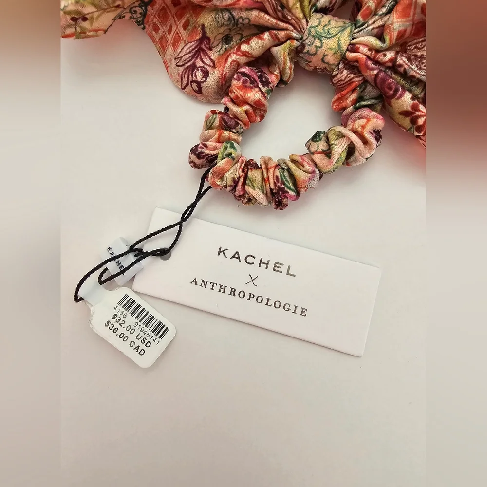 NWT Kachel x Anthropologie Scarf Scrunchie - Tea Party Print Cupcake Floral